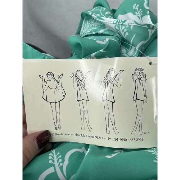 Vintage 70s - Hilo Hatties Pareau Mint Hibiscus Floral Dress - Original New Tags - Picture 4 of 15